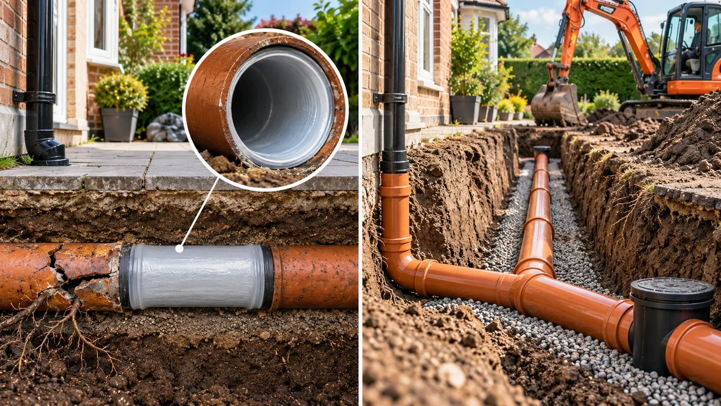 Comparison of drain patch repair and replacement excavation